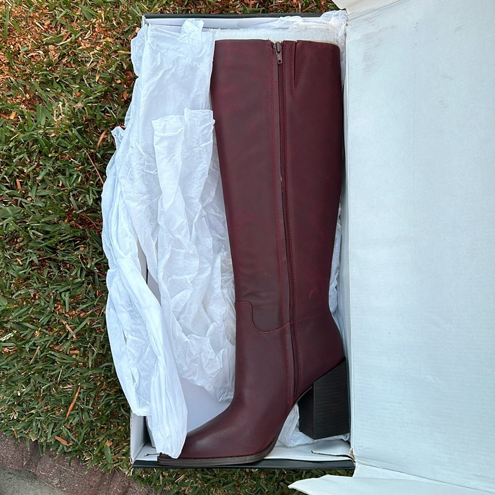 New burgundy boots